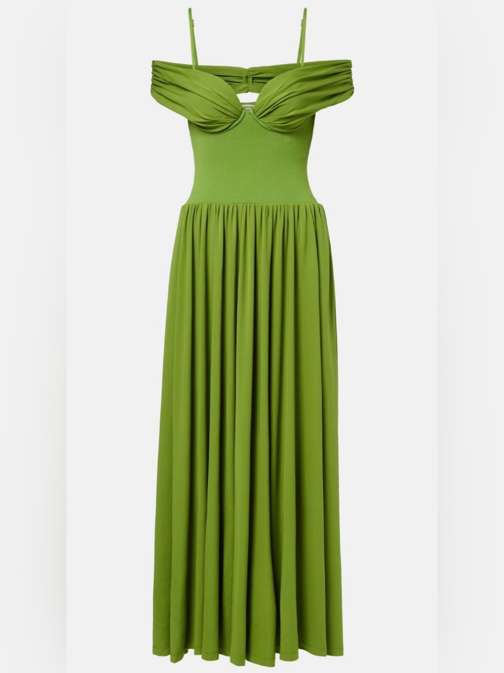 Simkhai Olive Green Off-Shoulder Maxi Skirt Dress